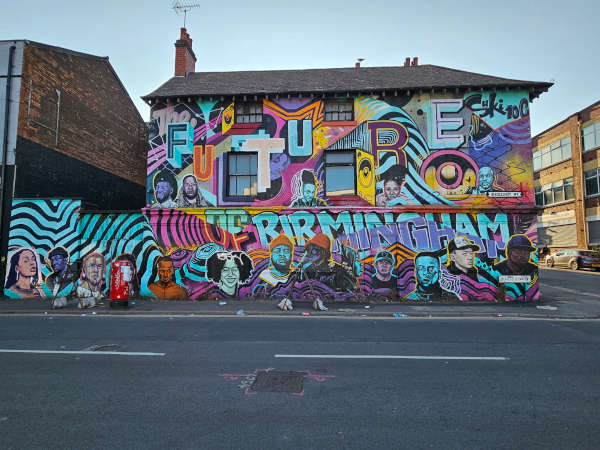 colorful digbeth street art on a house-like structure